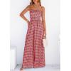 imagePRETTYGARDEN One Piece Jumpsuits for Women 2026 Summer Sleeveless Smocked Gingham Wide Leg Date Night Rompers Spring OutfitsBurgundy