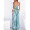 imagePRETTYGARDEN One Piece Jumpsuits for Women 2026 Summer Sleeveless Smocked Gingham Wide Leg Date Night Rompers Spring OutfitsDusty Blue
