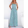 imagePRETTYGARDEN One Piece Jumpsuits for Women 2026 Summer Sleeveless Smocked Gingham Wide Leg Date Night Rompers Spring OutfitsDusty Blue