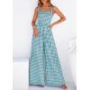 imagePRETTYGARDEN One Piece Jumpsuits for Women 2026 Summer Sleeveless Smocked Gingham Wide Leg Date Night Rompers Spring OutfitsDusty Blue
