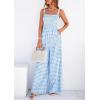 imagePRETTYGARDEN One Piece Jumpsuits for Women 2026 Summer Sleeveless Smocked Gingham Wide Leg Date Night Rompers Spring OutfitsLight Blue