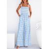 imagePRETTYGARDEN One Piece Jumpsuits for Women 2026 Summer Sleeveless Smocked Gingham Wide Leg Date Night Rompers Spring OutfitsLight Blue