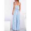 imagePRETTYGARDEN One Piece Jumpsuits for Women 2026 Summer Sleeveless Smocked Gingham Wide Leg Date Night Rompers Spring OutfitsLight Blue