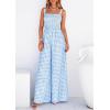 imagePRETTYGARDEN One Piece Jumpsuits for Women 2026 Summer Sleeveless Smocked Gingham Wide Leg Date Night Rompers Spring OutfitsLight Blue