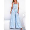 imagePRETTYGARDEN One Piece Jumpsuits for Women 2026 Summer Sleeveless Smocked Gingham Wide Leg Date Night Rompers Spring OutfitsLight Blue