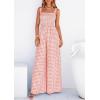imagePRETTYGARDEN One Piece Jumpsuits for Women 2026 Summer Sleeveless Smocked Gingham Wide Leg Date Night Rompers Spring OutfitsLight Pink