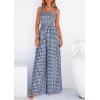 imagePRETTYGARDEN One Piece Jumpsuits for Women 2026 Summer Sleeveless Smocked Gingham Wide Leg Date Night Rompers Spring OutfitsNavy Blue