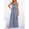 imagePRETTYGARDEN One Piece Jumpsuits for Women 2026 Summer Sleeveless Smocked Gingham Wide Leg Date Night Rompers Spring OutfitsNavy Blue