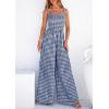 imagePRETTYGARDEN One Piece Jumpsuits for Women 2026 Summer Sleeveless Smocked Gingham Wide Leg Date Night Rompers Spring OutfitsNavy Blue