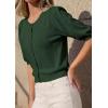 imagePRETTYGARDEN Puff Short Sleeve Cardigans for Women Lightweight 2026 Summer Shirts Button Up Knit Sweater Tops Spring ClothesArmy Green