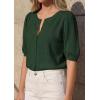 imagePRETTYGARDEN Puff Short Sleeve Cardigans for Women Lightweight 2026 Summer Shirts Button Up Knit Sweater Tops Spring ClothesArmy Green