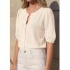 imagePRETTYGARDEN Puff Short Sleeve Cardigans for Women Lightweight 2026 Summer Shirts Button Up Knit Sweater Tops Spring ClothesBeige