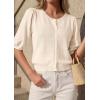 imagePRETTYGARDEN Puff Short Sleeve Cardigans for Women Lightweight 2026 Summer Shirts Button Up Knit Sweater Tops Spring ClothesBeige