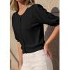 imagePRETTYGARDEN Puff Short Sleeve Cardigans for Women Lightweight 2026 Summer Shirts Button Up Knit Sweater Tops Spring ClothesBlack