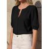 imagePRETTYGARDEN Puff Short Sleeve Cardigans for Women Lightweight 2026 Summer Shirts Button Up Knit Sweater Tops Spring ClothesBlack