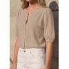 imagePRETTYGARDEN Puff Short Sleeve Cardigans for Women Lightweight 2026 Summer Shirts Button Up Knit Sweater Tops Spring ClothesKhaki
