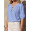 imagePRETTYGARDEN Puff Short Sleeve Cardigans for Women Lightweight 2026 Summer Shirts Button Up Knit Sweater Tops Spring ClothesLight Blue
