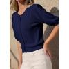 imagePRETTYGARDEN Puff Short Sleeve Cardigans for Women Lightweight 2026 Summer Shirts Button Up Knit Sweater Tops Spring ClothesNavy Blue