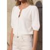 imagePRETTYGARDEN Puff Short Sleeve Cardigans for Women Lightweight 2026 Summer Shirts Button Up Knit Sweater Tops Spring ClothesWhite