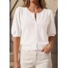 imagePRETTYGARDEN Puff Short Sleeve Cardigans for Women Lightweight 2026 Summer Shirts Button Up Knit Sweater Tops Spring ClothesWhite