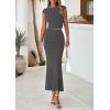 imagePRETTYGARDEN Skirt Sets Women 2 Piece Outfits Summer Outfits 2026 Going Out Crop Tops Long Maxi Skirts Beach Vacation ClothesGrey
