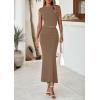 imagePRETTYGARDEN Skirt Sets Women 2 Piece Outfits Summer Outfits 2026 Going Out Crop Tops Long Maxi Skirts Beach Vacation ClothesKhaki