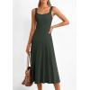 imagePRETTYGARDEN Spring Dresses for Women 2026 Summer Casual Sleeveless Square Neck A Line Knit Pleated Midi Cocktail Party DressArmy Green