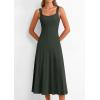 imagePRETTYGARDEN Spring Dresses for Women 2026 Summer Casual Sleeveless Square Neck A Line Knit Pleated Midi Cocktail Party DressArmy Green