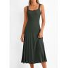 imagePRETTYGARDEN Spring Dresses for Women 2026 Summer Casual Sleeveless Square Neck A Line Knit Pleated Midi Cocktail Party DressArmy Green