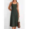 imagePRETTYGARDEN Spring Dresses for Women 2026 Summer Casual Sleeveless Square Neck A Line Knit Pleated Midi Cocktail Party DressArmy Green