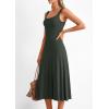 imagePRETTYGARDEN Spring Dresses for Women 2026 Summer Casual Sleeveless Square Neck A Line Knit Pleated Midi Cocktail Party DressArmy Green
