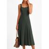 imagePRETTYGARDEN Spring Dresses for Women 2026 Summer Casual Sleeveless Square Neck A Line Knit Pleated Midi Cocktail Party DressArmy Green