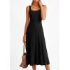 imagePRETTYGARDEN Spring Dresses for Women 2026 Summer Casual Sleeveless Square Neck A Line Knit Pleated Midi Cocktail Party DressBlack