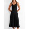 imagePRETTYGARDEN Spring Dresses for Women 2026 Summer Casual Sleeveless Square Neck A Line Knit Pleated Midi Cocktail Party DressBlack