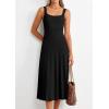 imagePRETTYGARDEN Spring Dresses for Women 2026 Summer Casual Sleeveless Square Neck A Line Knit Pleated Midi Cocktail Party DressBlack