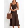 imagePRETTYGARDEN Spring Dresses for Women 2026 Summer Casual Sleeveless Square Neck A Line Knit Pleated Midi Cocktail Party DressBrown