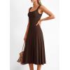 imagePRETTYGARDEN Spring Dresses for Women 2026 Summer Casual Sleeveless Square Neck A Line Knit Pleated Midi Cocktail Party DressBrown