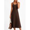 imagePRETTYGARDEN Spring Dresses for Women 2026 Summer Casual Sleeveless Square Neck A Line Knit Pleated Midi Cocktail Party DressBrown