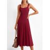 imagePRETTYGARDEN Spring Dresses for Women 2026 Summer Casual Sleeveless Square Neck A Line Knit Pleated Midi Cocktail Party DressBurgundy
