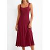 imagePRETTYGARDEN Spring Dresses for Women 2026 Summer Casual Sleeveless Square Neck A Line Knit Pleated Midi Cocktail Party DressBurgundy