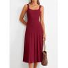 imagePRETTYGARDEN Spring Dresses for Women 2026 Summer Casual Sleeveless Square Neck A Line Knit Pleated Midi Cocktail Party DressBurgundy