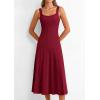 imagePRETTYGARDEN Spring Dresses for Women 2026 Summer Casual Sleeveless Square Neck A Line Knit Pleated Midi Cocktail Party DressBurgundy