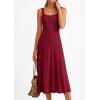 imagePRETTYGARDEN Spring Dresses for Women 2026 Summer Casual Sleeveless Square Neck A Line Knit Pleated Midi Cocktail Party DressBurgundy
