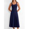 imagePRETTYGARDEN Spring Dresses for Women 2026 Summer Casual Sleeveless Square Neck A Line Knit Pleated Midi Cocktail Party DressNavy Blue