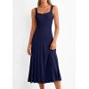 imagePRETTYGARDEN Spring Dresses for Women 2026 Summer Casual Sleeveless Square Neck A Line Knit Pleated Midi Cocktail Party DressNavy Blue