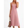 imagePRETTYGARDEN Spring Dresses for Women 2026 Summer Casual Sleeveless Square Neck A Line Knit Pleated Midi Cocktail Party DressPink