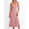 imagePRETTYGARDEN Spring Dresses for Women 2026 Summer Casual Sleeveless Square Neck A Line Knit Pleated Midi Cocktail Party DressPink