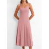 imagePRETTYGARDEN Spring Dresses for Women 2026 Summer Casual Sleeveless Square Neck A Line Knit Pleated Midi Cocktail Party DressPink