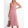 imagePRETTYGARDEN Spring Dresses for Women 2026 Summer Casual Sleeveless Square Neck A Line Knit Pleated Midi Cocktail Party DressPink