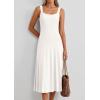 imagePRETTYGARDEN Spring Dresses for Women 2026 Summer Casual Sleeveless Square Neck A Line Knit Pleated Midi Cocktail Party DressWhite